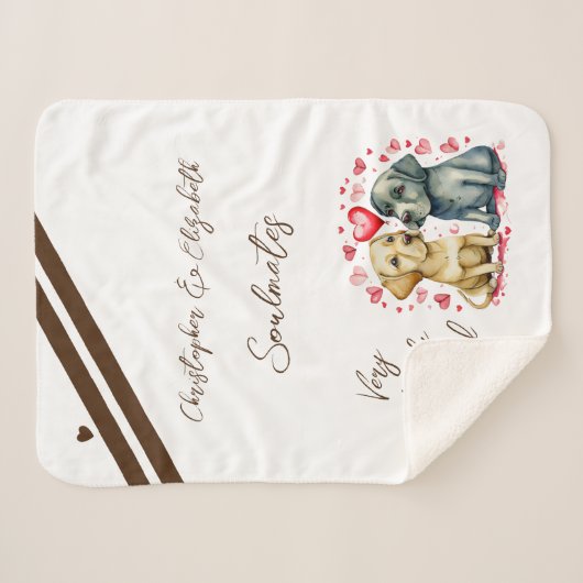 夫は可愛い犬のアニバーサリーギフトを食べる シェルパブランケット (正面(横))