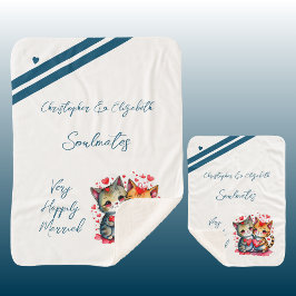 夫は可愛い猫のアニバーサリーギフトを食べる シェルパブランケット