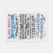 夫は私の素晴らしい夫に フリースブランケット (正面(横))