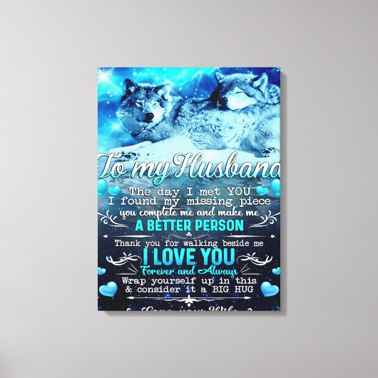 夫へのオオカミのプレゼント 夫の誕生日プレゼント キャンバスプリント (正面)