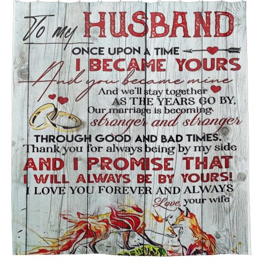 夫へのギフト愛引用文手紙 シャワーカーテン (正面)