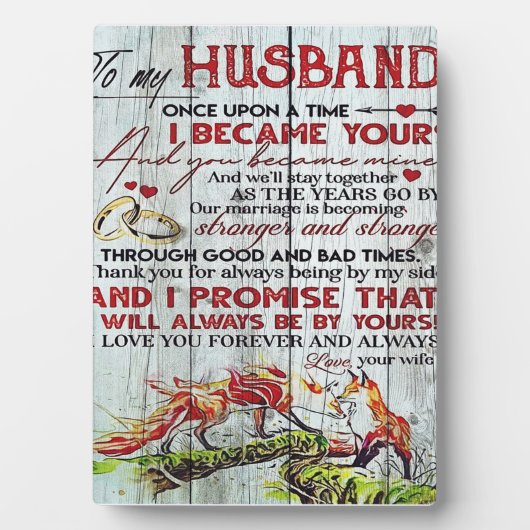 夫へのギフト愛引用文手紙 フォトプラーク (正面)