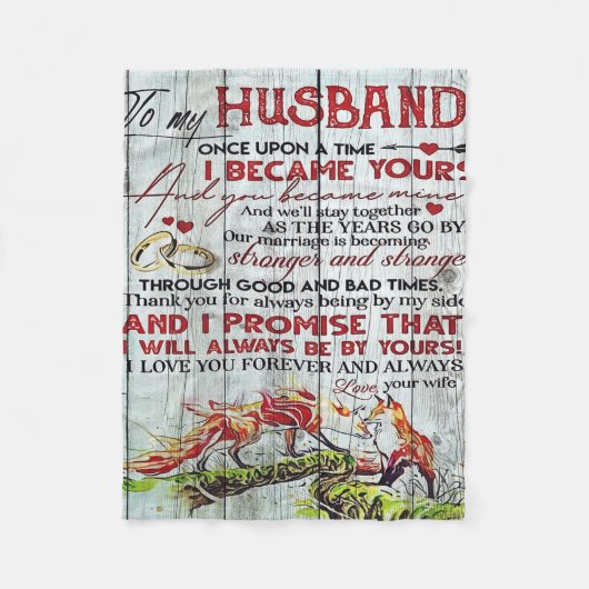 夫へのギフト愛引用文手紙 フリースブランケット (正面)