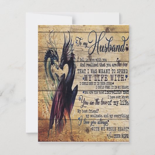 夫へのギフト愛引用文手紙 招待状 (正面)