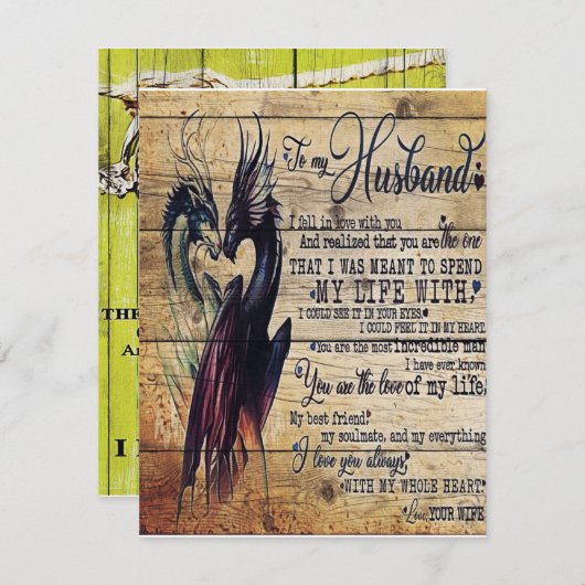 夫へのギフト愛引用文手紙 招待状 (正面/裏面)