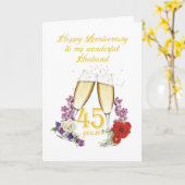 夫へのシャンパン45周年記念 カード (黄色い花)