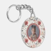 夫へのスマートなギフト ローズフラワー キーホルダー (正面左)