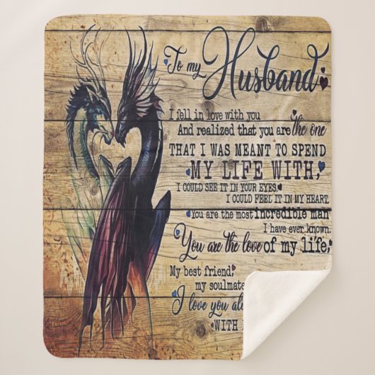 夫へのプレゼント、愛の名言レター シェルパブランケット (正面)