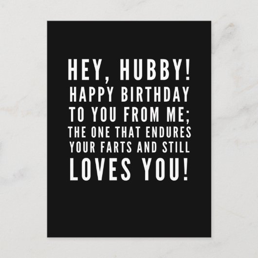夫へのユーモアと皮肉な誕生日メッセージ ポストカード (正面)
