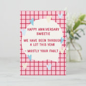 夫へのユ面白い結婚記念日カード サンキューカード (スタンド正面)