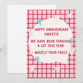 夫へのユ面白い結婚記念日カード サンキューカード (正面/裏面)