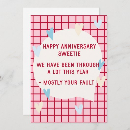 夫へのユ面白い結婚記念日グリーティングカード サンキューカード (正面/裏面)