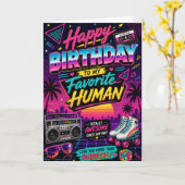 夫へのレトロ80年代の誕生日カード カード (黄色い花)