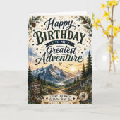 夫へのロマンチックな山の誕生日カード カード (黄色い花)
