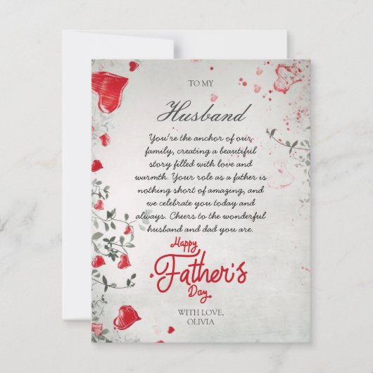 夫へのロマンチックな父の日の写真 シーズンカード (正面)