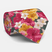 夫への上品な誕生日プレゼント トロピカルフラワー ネクタイ (ロール)