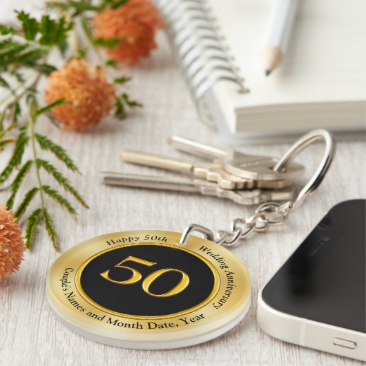 夫への安価な50周年記念品 キーホルダー (正面右)