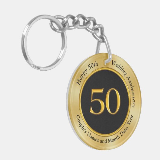 夫への安価な50周年記念品 キーホルダー (正面左)