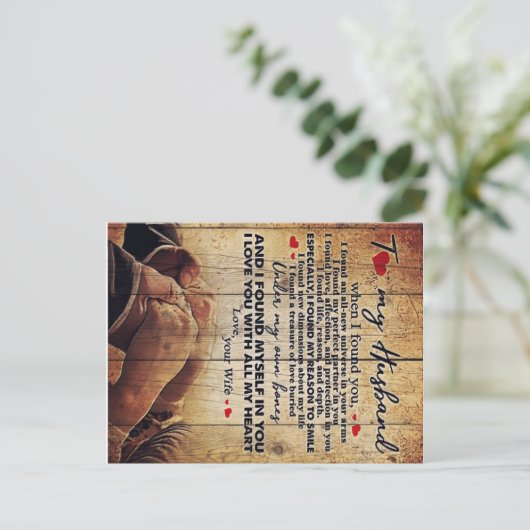 夫への手紙かわいい家族への贈り物 案内ポストカード (スタンド正面)