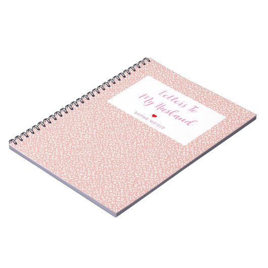 夫への手紙はピンクパーソナライズされたかわいらし色 ノートブック (左側)