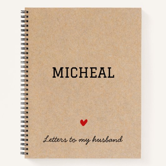 夫への手紙パーソナライズされたMemory Journal ノートブック (正面)