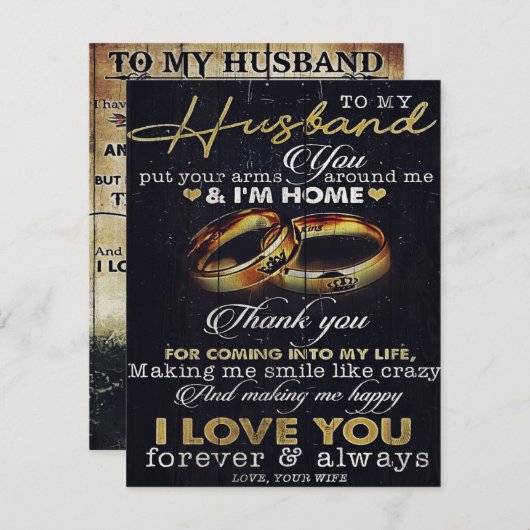 夫への手紙ラブ引用文 招待状 (正面/裏面)