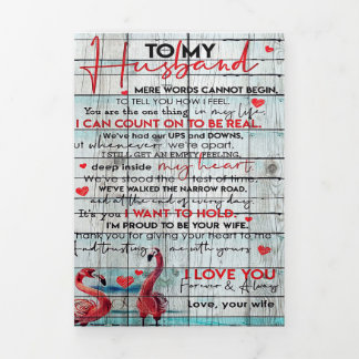 夫への手紙 |かわいいフラミンゴ 三つ折り案内状