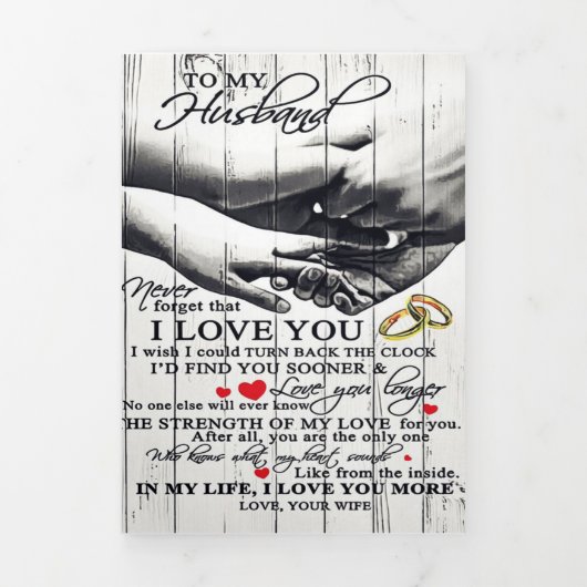 夫への手紙 |かわいいプレゼント | 三つ折り案内状 (カバー)