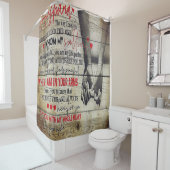 夫への手紙、愛の引用文 シャワーカーテン (インサイチュ)