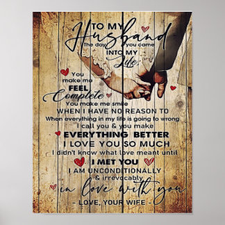 夫への手紙、素敵な引用文ギフト ポスター
