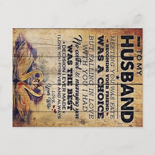 夫への装飾 | 結婚記念日のプレゼント 案内ポストカード (正面)