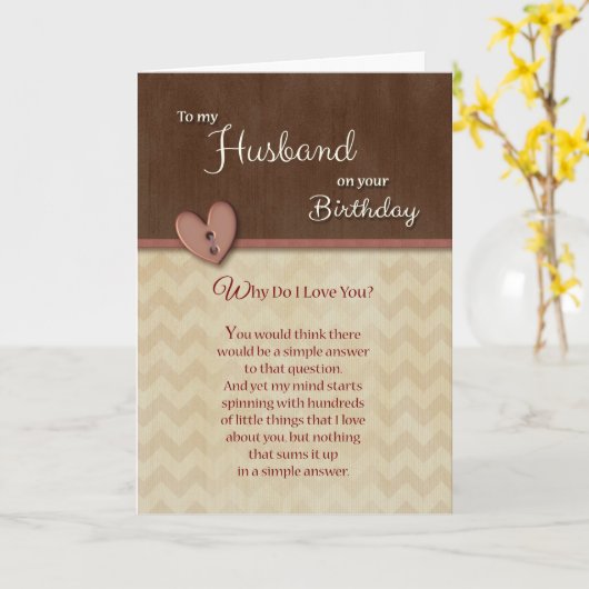 夫への誕生日 – なぜ私はあなたを愛するのか? カード (黄色い花)