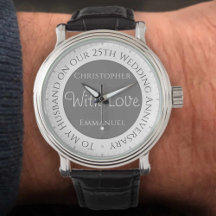 夫への贈り物25周年記念結婚時計