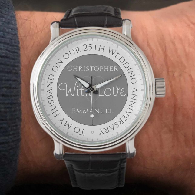 夫への贈り物25周年記念結婚時計 腕時計 (クリエイターアップロード済み)