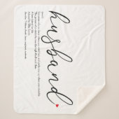 夫への赤い愛のハートの洗練されたスクリプト定義 シェルパブランケット (正面)