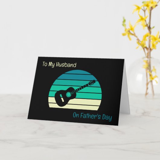 夫へファーザーズデイレトロギターテーマ カード (黄色い花)
