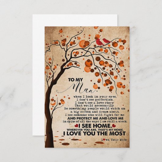 夫へ 家に帰ると私を見る 出欠カード (正面/裏面)