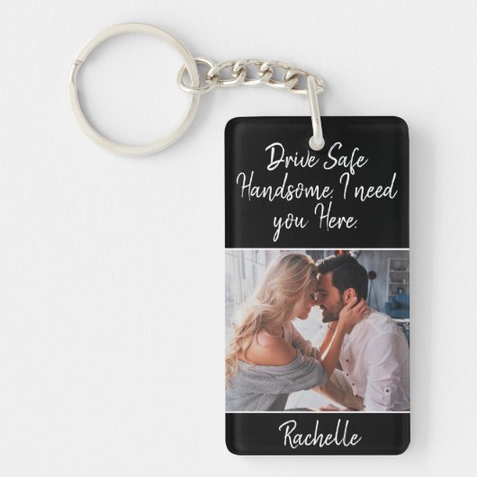 夫またはボーイフレンドへのフォトドライブセーフギフト キーホルダー (正面)