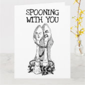 夫または妻のためのロマンチックなスプーンのカード カード (黄色い花)