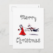 夫を引っ張おもしろいる結婚女性 シーズンポストカード (正面/裏面)