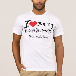 夫を愛しています テキスト 赤いハートシンボル付き r tシャツ