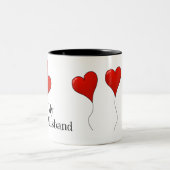 夫を愛する赤いハート風船の三色 ツートーンマグカップ (中央)