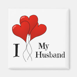 夫を愛する赤いハート風船の三色 マグネット