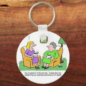 夫を議論する友人と妻。漫画おもしろい キーホルダー (正面)