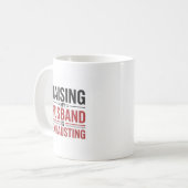 夫を起こすとTシャツが疲れる – おもしろい W コーヒーマグカップ (正面左)