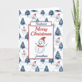 夫クリスマス雪だるま シーズンカード