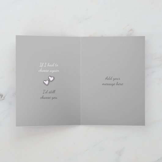 夫グレーの結婚記念写真あいさつ カード (内部)