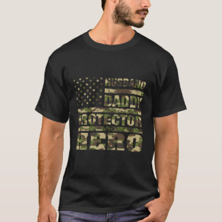 夫ダディープロテクターヒーローファーザーズデイ迷彩柄アマー Tシャツ