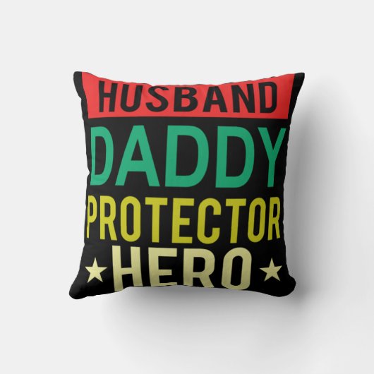夫ダディープロテクターヒーローファーザーデーおもしろいGIF クッション (裏面)