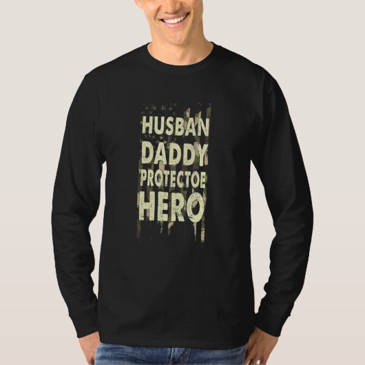 夫ダディープロテクターヒーロー米国国旗 Tシャツ (正面)